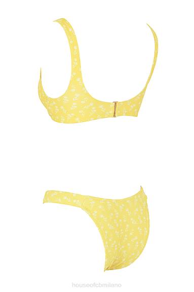 vestiario esso House of CB bikini mariposa giallo bianco con stampa floreale X44T1237