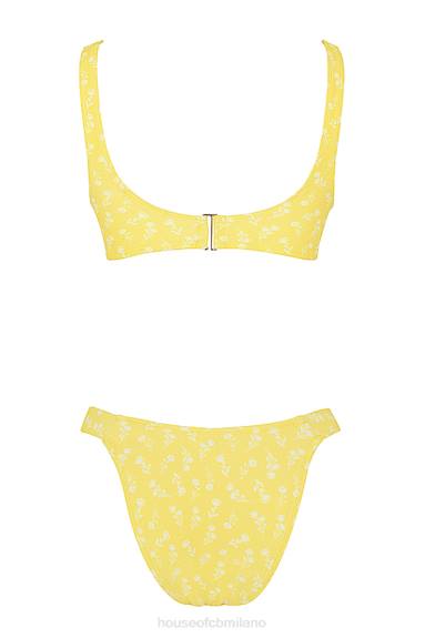 vestiario esso House of CB bikini mariposa giallo bianco con stampa floreale X44T1237