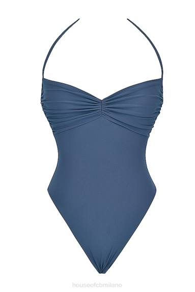 vestiario esso House of CB costume da bagno aruba blu intenso arricciato X44T1188