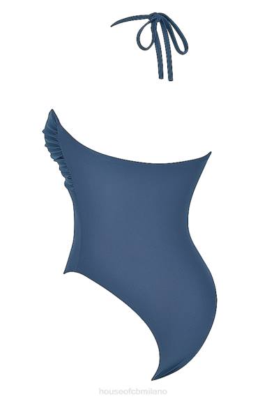 vestiario esso House of CB costume da bagno aruba blu intenso arricciato X44T1188