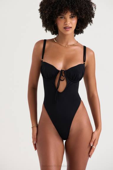 vestiario esso House of CB costume da bagno nero ritagliato di cannes X44T1210