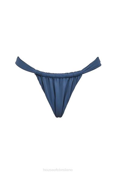 vestiario esso House of CB Slip bikini a gamba alta con arricciature blu intenso di Atene X44T1176