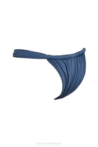 vestiario esso House of CB Slip bikini a gamba alta con arricciature blu intenso di Atene X44T1176