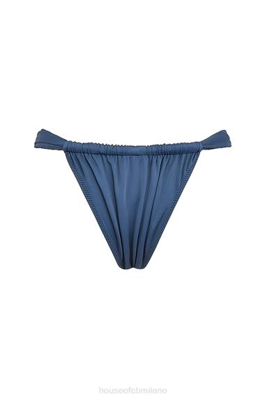 vestiario esso House of CB Slip bikini a gamba alta con arricciature blu intenso di Atene X44T1176