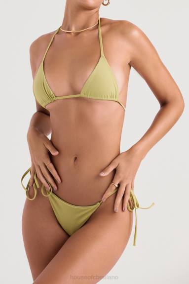 vestiario esso House of CB Slip bikini santorini color oliva con laccetti laterali X44T1216