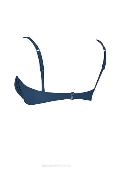 vestiario esso House of CB Top bikini Cassis con volant blu intenso X44T1175