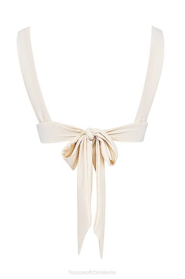 vestiario esso House of CB Top bikini Seychelles color vaniglia con laccetti sul retro X44T1170