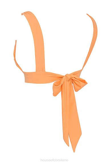 vestiario esso House of CB Top bikini arancione chiaro delle Seychelles con lacci sul retro X44T1166