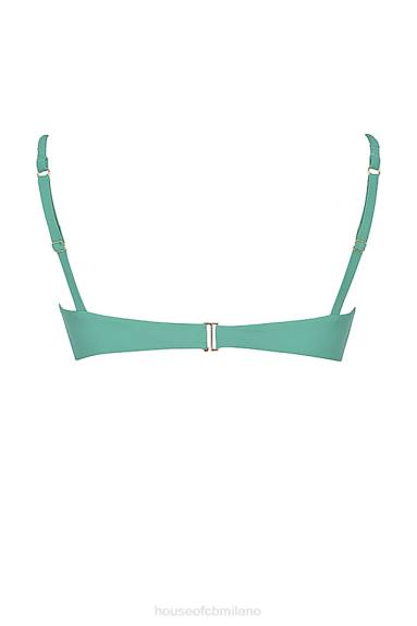 vestiario esso House of CB Top bikini con ruche in eucalipto Cassis X44T1189