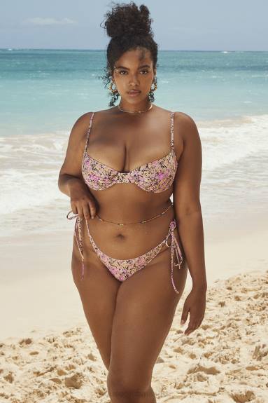 vestiario esso House of CB top bikini monaco con ferretto floreale verde oliva X44T1230