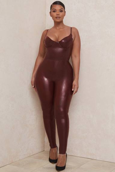vestiario esso House of CB Leggings a vita alta in lattice con uva passa Lia X44T1003