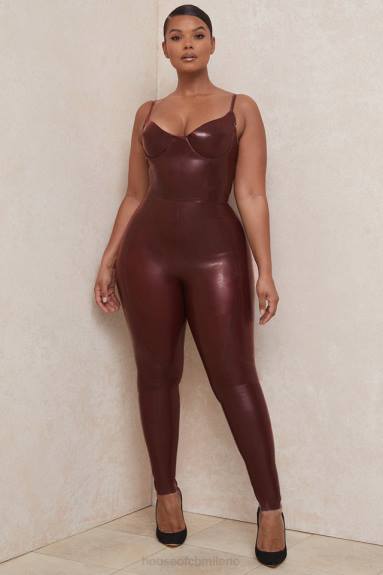 vestiario esso House of CB Leggings a vita alta in lattice con uva passa Lia X44T1003