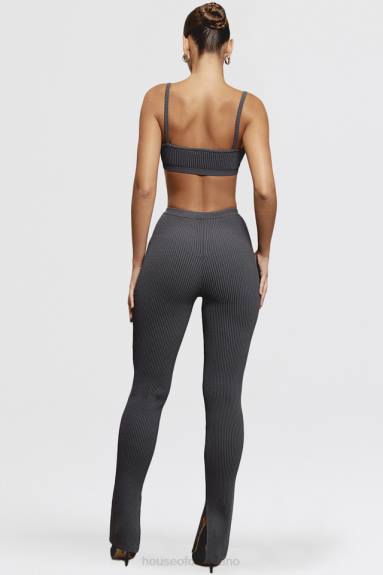 vestiario esso House of CB leggings in maglia a coste grigio scuro Mitzi X44T893