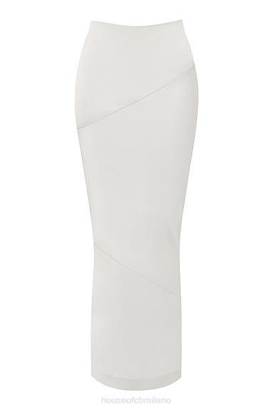 vestiario esso House of CB Gonna midi Colette in raso avorio con taglio in sbieco X44T911
