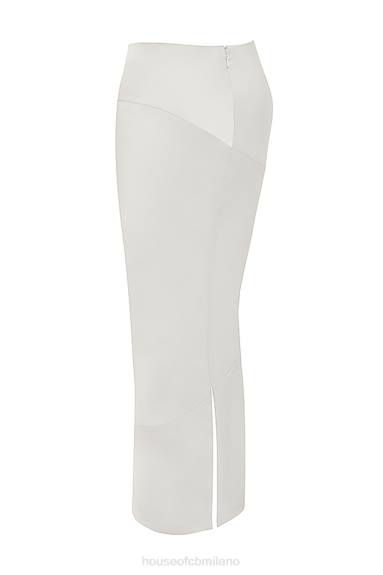 vestiario esso House of CB Gonna midi Colette in raso avorio con taglio in sbieco X44T911