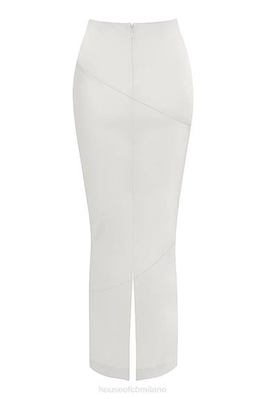 vestiario esso House of CB Gonna midi Colette in raso avorio con taglio in sbieco X44T911