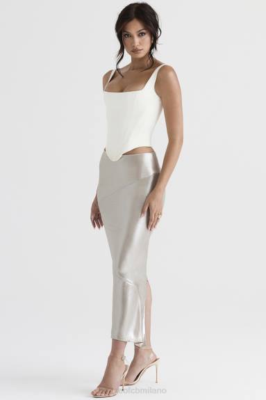 vestiario esso House of CB Gonna midi color champagne scintillante di Colette X44T898