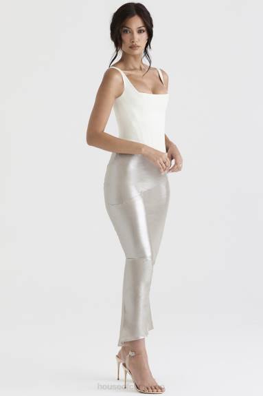 vestiario esso House of CB Gonna midi color champagne scintillante di Colette X44T898