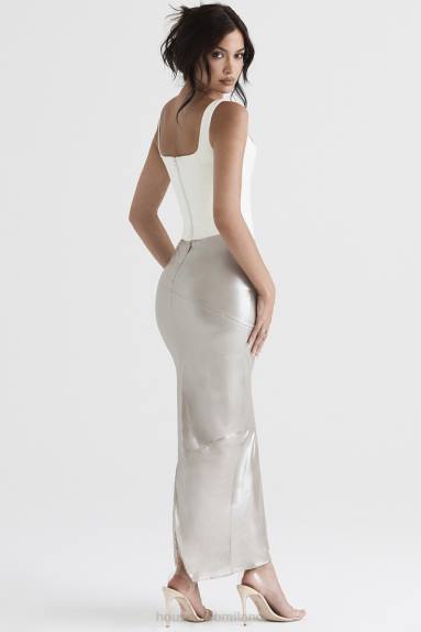 vestiario esso House of CB Gonna midi color champagne scintillante di Colette X44T898