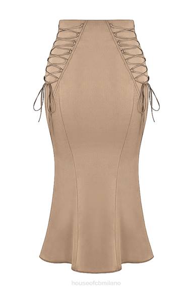 vestiario esso House of CB Gonna midi con lacci in raso Sidonie Latte X44T937