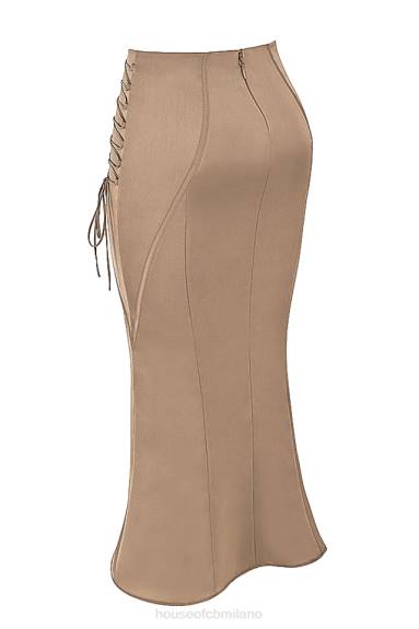 vestiario esso House of CB Gonna midi con lacci in raso Sidonie Latte X44T937
