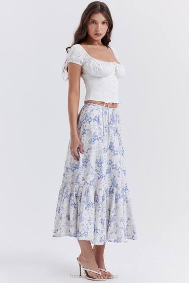 vestiario esso House of CB Gonna midi con stampa blu Aitana X44T864