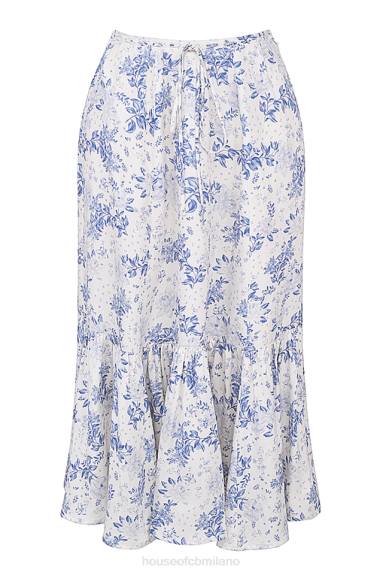 vestiario esso House of CB Gonna midi con stampa blu Aitana X44T864