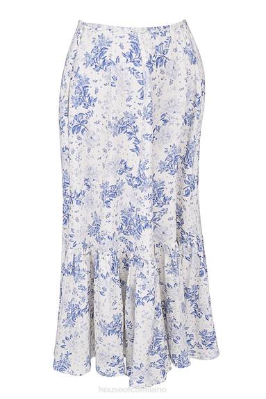 vestiario esso House of CB Gonna midi con stampa blu Aitana X44T864