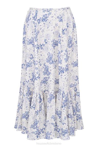 vestiario esso House of CB Gonna midi con stampa blu Aitana X44T864