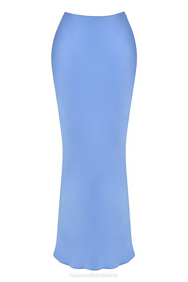 vestiario esso House of CB Gonna midi con taglio in sbieco in raso blu Clara X44T902