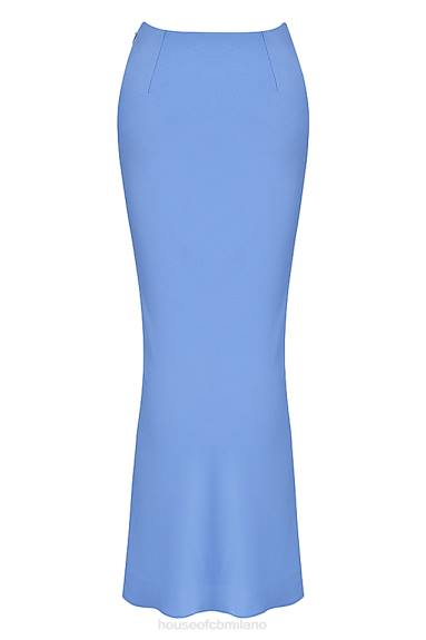vestiario esso House of CB Gonna midi con taglio in sbieco in raso blu Clara X44T902