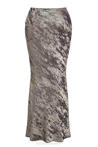 vestiario esso House of CB Gonna midi con taglio sbieco in peltro Clara X44T895