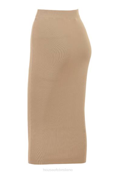 vestiario esso House of CB Gonna midi in maglia color cammello erica X44T884