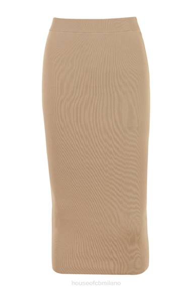 vestiario esso House of CB Gonna midi in maglia color cammello erica X44T884