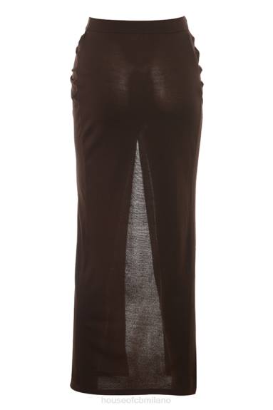 vestiario esso House of CB Gonna midi in maglia espresso di Lilas X44T834
