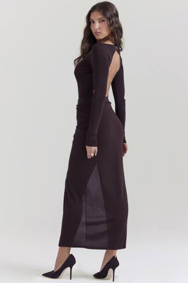vestiario esso House of CB Gonna midi in maglia espresso di Lilas X44T834