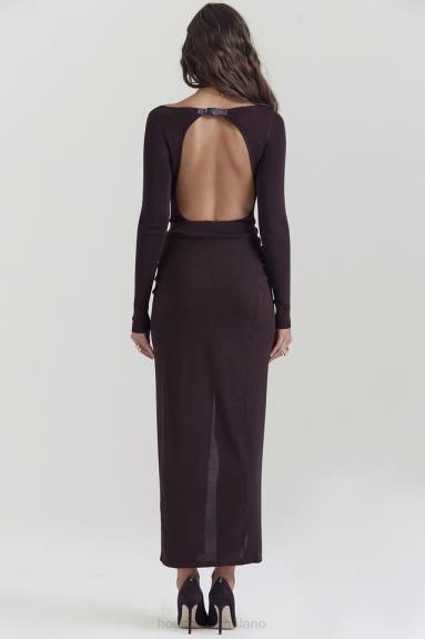 vestiario esso House of CB Gonna midi in maglia espresso di Lilas X44T834