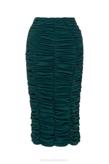 vestiario esso House of CB Mera gonna midi con volant verde smeraldo X44T984