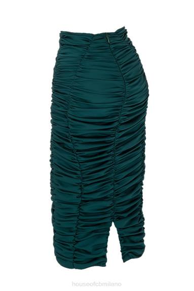 vestiario esso House of CB Mera gonna midi con volant verde smeraldo X44T984