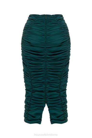 vestiario esso House of CB Mera gonna midi con volant verde smeraldo X44T984
