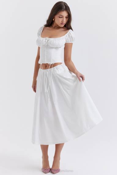vestiario esso House of CB gonna midi arricciata Cora bianca X44T862