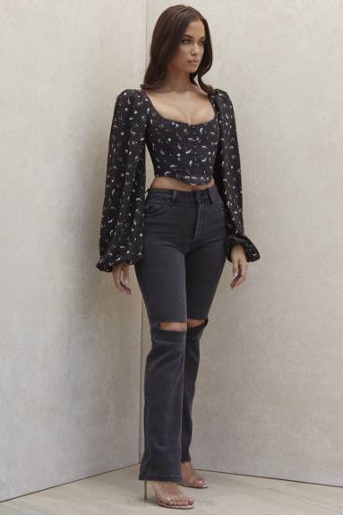 vestiario esso House of CB Jeans Tate Carbon dal taglio vintage con lavaggio antico X44T644