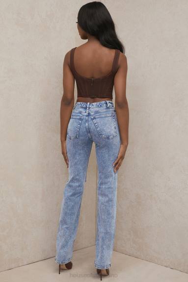 vestiario esso House of CB Jeans Tate blu dal taglio vintage con lavaggio antico X44T642