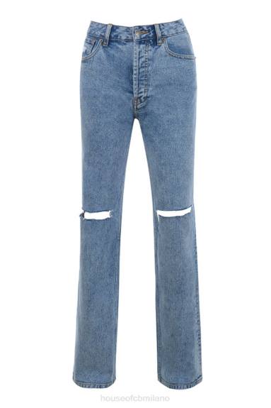 vestiario esso House of CB Jeans Tate blu dal taglio vintage con lavaggio antico X44T642