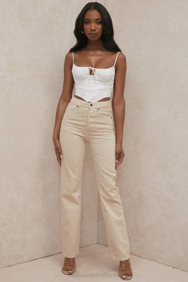vestiario esso House of CB Jeans Yara color ecru a vita alta dal taglio vintage X44T641