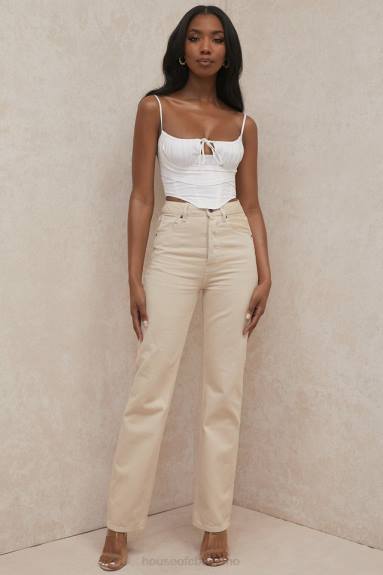 vestiario esso House of CB Jeans Yara color ecru a vita alta dal taglio vintage X44T641