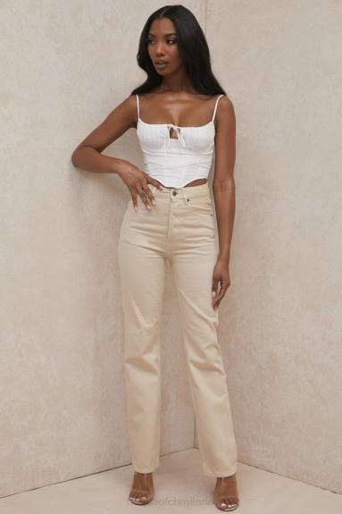 vestiario esso House of CB Jeans Yara color ecru a vita alta dal taglio vintage X44T641