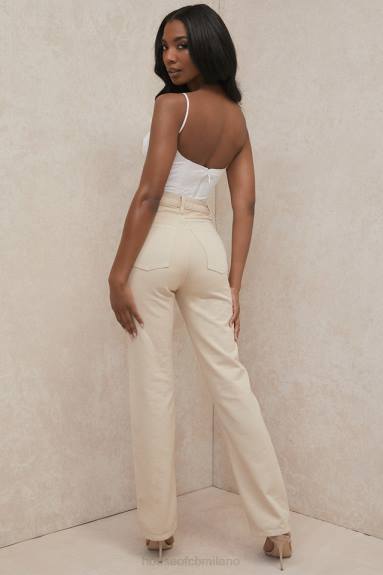 vestiario esso House of CB Jeans Yara color ecru a vita alta dal taglio vintage X44T641