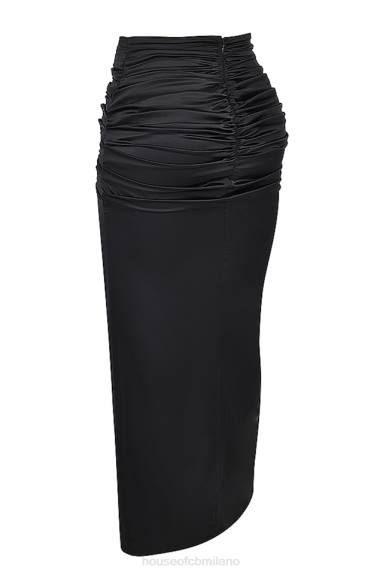 vestiario esso House of CB Arla gonna lunga in seta drappeggiata nera X44T858
