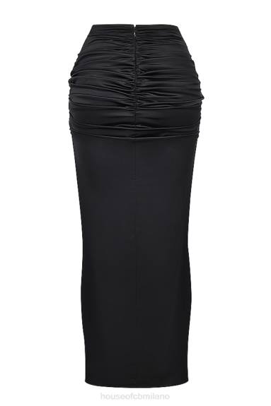 vestiario esso House of CB Arla gonna lunga in seta drappeggiata nera X44T858